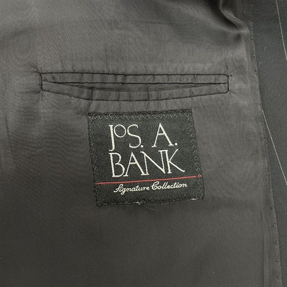 Jos A Bank Blazer Sport Coat Suit Jacket Gordon Wool Striped Black Mens 50L - Picture 7 of 12